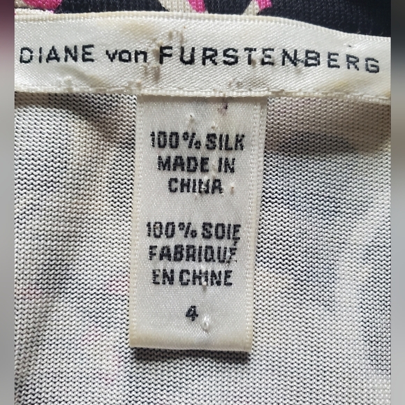 Diane Von Furstenberg Jessica 100% Silk Purple and Black Floral Midi Dress Size4 - Picture 2 of 7